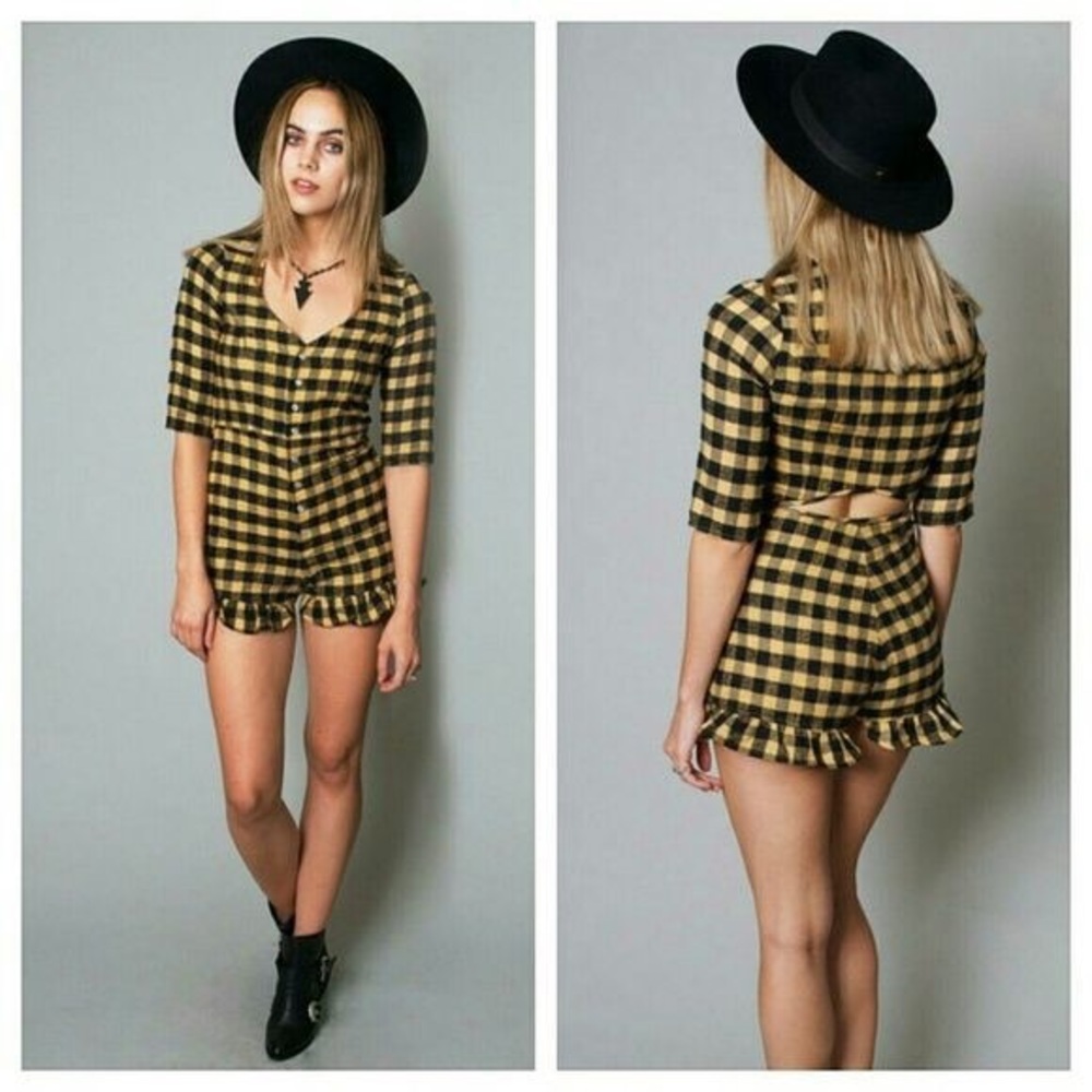 For Love and Lemons Buffalo Plaid Wild West Romper
